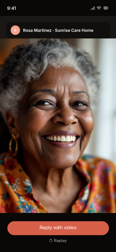 Family member watching a moment shared by their loved one
